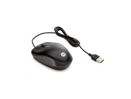 HP Travel Mouse/Cestovní/Optická/1 000 DPI/Drátová USB/Černá
