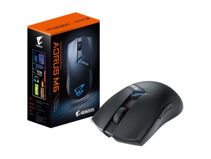 GIGABYTE Herní myš Aorus M6, Bezdrátová 2.4GHz, USB-C, černá