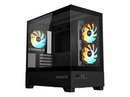 GIGABYTE case GB-C201P, Mid tower, 2xUSB 3.0, 3x 120mm ARGB Fan, černá