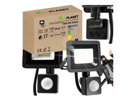 LED reflektor 10W 900lm s pohybovým a soumrakový senzorem - IP65