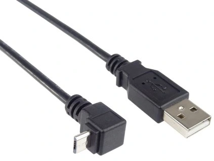 Kabel PremiumCord USB 2.0 - Micro USB 2.0 M/M 3m, lomený 90° Micro USB konektor, černý