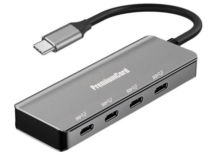 USB hub PremiumCord USB-C na 4x USB-C , hliníkový
