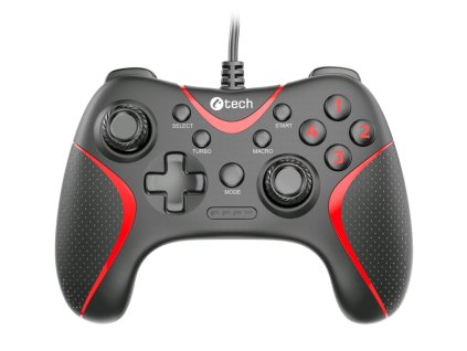 C-TECH Theon pro PC/PS3, 2 programovatelná makro tlačítka, 2x analog, X-input, vibrační, 1,8m kabel, USB