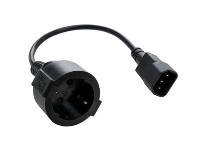 C-TECH Kabel síťový adaptér C14 (M) -> schuko (F), 15 cm