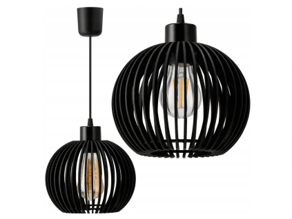 47677 47677 led stropni svitidlo e27 drevena koule cerna