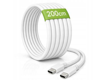 55918 2m usb c usb c 20w sitovy kabel bily pro nabijeni a prenos dat