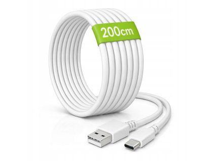 55867 2m sitovy kabel usb a usb c 20w bily pro nabijeni a prenos dat