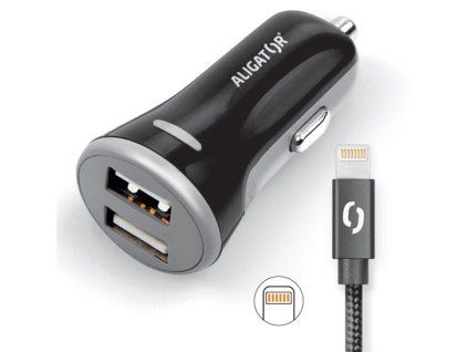 ALI AN 3,4A,2xUSB,Lightning,čern CHS0007