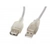 LANBERG USB-A M / F 2.0 kabel 1,8m, transparentní