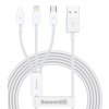 Baseus CAMLTYS-02 Superior Fast Charging Datový Kabel 3v1 USB-C, Lightning, MicroUSB 1.5m White