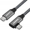 PremiumCord USB-C zahnutý kabel ( USB 3.2 GEN 2x2, 5A, 100W, 20Gbit/s ) 2m hliníkové krytky konektorů, bavlněný oplet