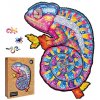 Puzzle Puzzler dřevěné, barevné - Hypnotický chameleon