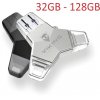 VIKING USB FLASH DISK 3.0 4v1 64GB, S KONCOVKOU APPLE LIGHTNING, USB-C, MICRO USB, USB3.0, černá