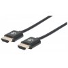 MANHATTAN Ultra-thin High Speed HDMI Cable with Ethernet, HEC, ARC, 3D, 4K, HDMI Male to Male, Shielded, Black, 1m