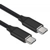 PremiumCord Kabel USB-C M/M, 240W 480Mbps černý bavlněný oplet, 1m