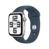 Apple Watch SE GPS 44mm Silver Aluminium Case with Storm Blue Sport Band-M/L