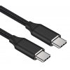 Kabel USB-C M/M 2m , 240W 480Mbps černý bavlněný oplet, 2m
