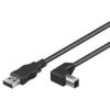 PremiumCord Kabel USB 2.0, A-B, 2m se zahnutým USB-B konektorem 90°