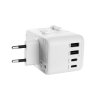 Adaptér FIXED Cestovní pro EU, UK a USA/AUS, s 3xUSB-C a 2xUSB výstupem, GaN, PD 65W, bílý