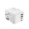 Adaptér FIXED Cestovní pro EU, UK a USA/AUS, s 3xUSB-C a 2xUSB výstupem, GaN, PD 65W, bílý