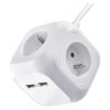EMOS Přívod prodlužovací 1,9m 4zásuvka kostka +2 USB IP20 bílá