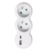Solight rozbočka s USB A+C nabíječkou, 2 x 10A, bílá