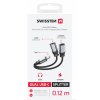 SWISSTEN NABÍJECÍ AUDIO ADAPTÉR TEXTILE USB-C (samec) / USB-C (samice) a 3,5mm AUX 0,12 M ČERNÝ