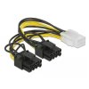 Delock PCI Express napájecí kabel 6 pin samice > 2 x 8 pin samec 15 cm