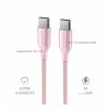 SWISSTEN DATOVÝ KABEL TEXTILE II USB-C / USB-C 1,5 M RŮŽOVÝ