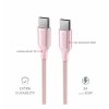 SWISSTEN DATOVÝ KABEL TEXTILE II USB-C / USB-C 1,5 M RŮŽOVÝ