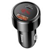 Baseus nabíječka do auta Magic USB-C PD, USB-A 45W s displejem černá