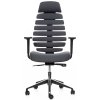 Ergonomická kancelářská židle FISH BONES s opěrkou hlavy, černý plast, tmavě šedá
