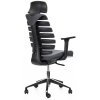 Ergonomická kancelářská židle FISH BONES s opěrkou hlavy, černý plast, tmavě šedá, sezení 8 hodin denně