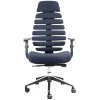 Ergonomická kancelářská židle FISH BONES s opěrkou hlavy, černý plast, tmavě šedá