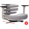 Ergonomická kancelářská židle FISH BONES s opěrkou hlavy, šedý plast, 26-64 šedá, 3D područky, sezení 8 hodin denně