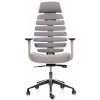 Ergonomická kancelářská židle FISH BONES s opěrkou hlavy, šedý plast, 26-64 šedá, 3D područky, sezení 8 hodin denně