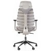 Ergonomická kancelářská židle FISH BONES s opěrkou hlavy, šedý plast, 26-64 šedá, 3D područky, sezení 8 hodin denně