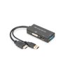 Digitus HDMI Kabelový převodník , HDMI - DP+DVI+VGA M-F/F/F, 0,2 m, Multi-Media 3v1, CE, bl, zlato