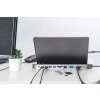 Digitus 12portová dokovací stanice USB-C, šedá, HDMI, VGA, 2x USB-C, 4x USB-A, RJ45, 1x 3,5 mm, SD / MicroSD