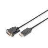 DIGITUS DisplayPort adaptérový kabel DP - DVI (24+1) M/M, 3,0 m, s blokováním, kompatibilní s DP 1.1a, CE