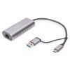 DIGITUS USB Type-C Gigabit Ethernet Adapter 2.5G, USB-C + USB A (USB3.1/3.0)