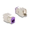 Delock Modul Keystone ze zásuvkového konektoru RJ45 na LSA Cat.6A, beznástrojový, fialová, sada 10 kusů