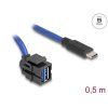 Delock Keystone modul USB 5 Gbps A samice na USB typu C samec s kabelem