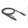 Delock Kabel USB 2 v 1, z rozhraní USB Type-C na USB Type-C / Lightning, pro iPhone a iPad, 1 m, MFi, 60 W
