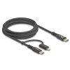 Delock Kabel USB 2 v 1, z rozhraní USB Type-C na USB Type-C / Lightning, pro iPhone a iPad, 2 m, MFi, 60 W