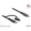 Delock Kabel USB 2 v 1, z rozhraní USB Type-C na USB Type-C / Lightning, pro iPhone a iPad, 2 m, MFi, 60 W