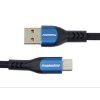 PremiumCord Super fast charging 5A kabel USB-C - USB 2.0 A  bavlněný oplet 0,5m