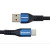 PremiumCord Super fast charging 5A kabel USB-C - USB 2.0 A  bavlněný oplet 1,5m