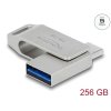 Delock Flash disk USB 5 Gbps, USB-C™ + Typ-A, 256 GB - kovový kryt