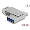 Delock Flash disk USB 5 Gbps, USB-C™ + Typ-A, 256 GB - kovový kryt